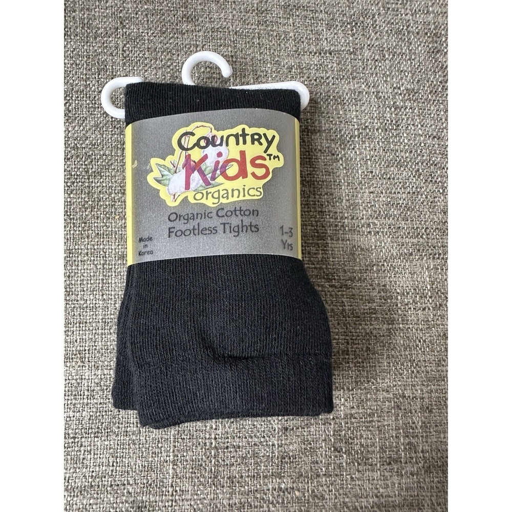 Country Kids Organic Cotton Footless Tights Black Little Girls Size 1-3 Yr